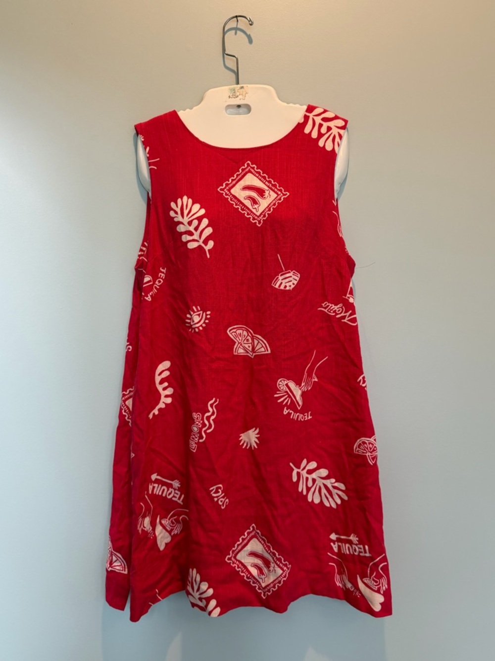 Paper Heart Red Linen Blend sleeveless mini dress size Large New With tags